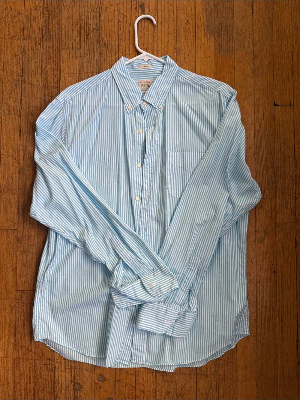 J. Crew Light Blue and White Striped Button-Down Shirt